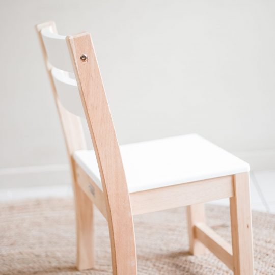 White seat stacking chair
