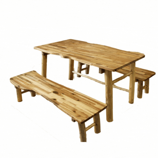 Tree Tables And 2 Benches - 60 X 90 X 50 Cm High