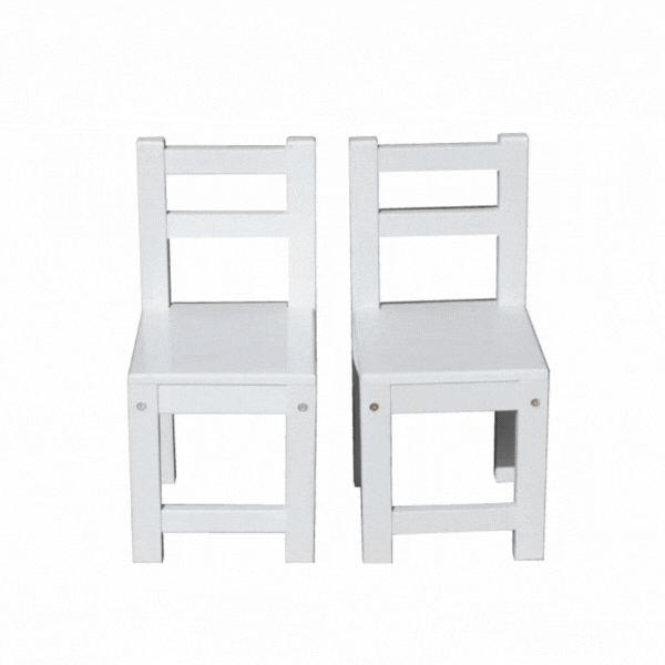 White timber Standard Chairs-Set of 2- Stackable-091